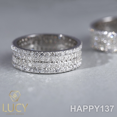 EM108 Nhẫn unisex full 2 hàng đá vuông 1.5mm và tròn 1.5mm - Lucy Jewelry