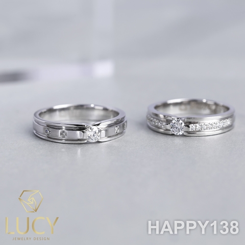 HAPPY138 Nhẫn cưới thiết kế, Nhẫn cưới cao cấp, Nhẫn cưới kim cương 3.5mm 3.6mm - Lucy Jewelry