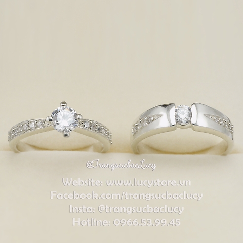 Nhẫn đôi nhẫn cặp bạc Lucy - ND029
