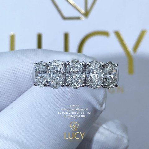 EM155 - Nhẫn kết ngang đá oval, nhẫn vàng nữ, nhẫn thiết kế - Lucy Jewelry