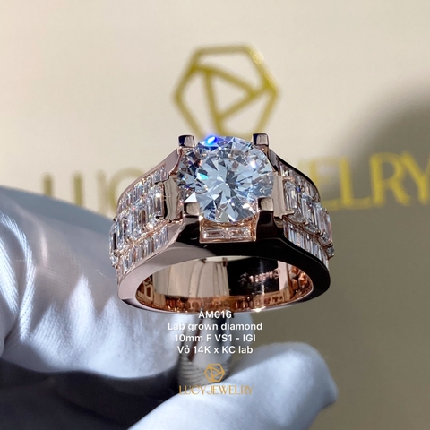 AM016 - Nhẫn nam, round cut, 10mm - Lucy Jewelry