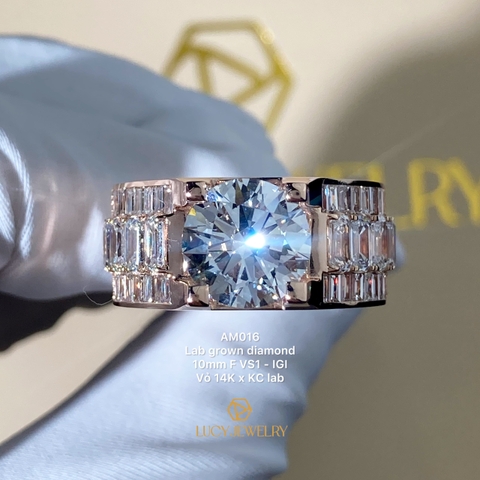 AM016 - Nhẫn nam, round cut, 10mm - Lucy Jewelry