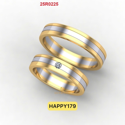 HAPPY179 - Nhẫn cưới thiết kế vàng ghép 2 màu, nhẫn cưới cao cấp- Lucy Jewelry