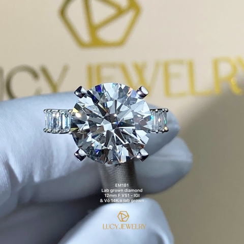 EM181 - Nhẫn cầu hôn, round cut, 12mm - Lucy Jewelry