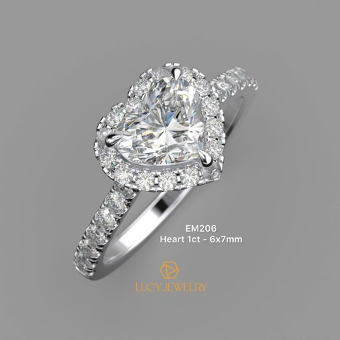 EM206 - Nhẫn cầu hôn, heart cut, 1 carat - Lucy Jewelry