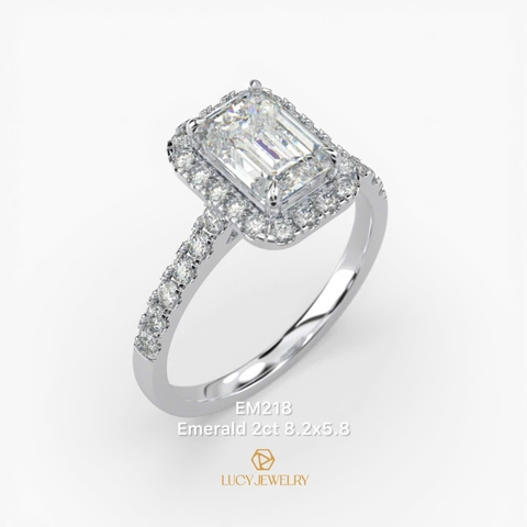 EM218 - Nhẫn cầu hôn, emerald cut, 2.01 carat - Lucy Jewelry
