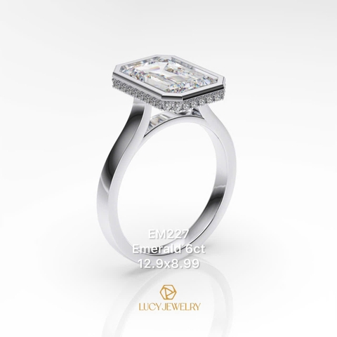 EM227 - Nhẫn cầu hôn, emerald cut, 6.0 carat - Lucy Jewelry
