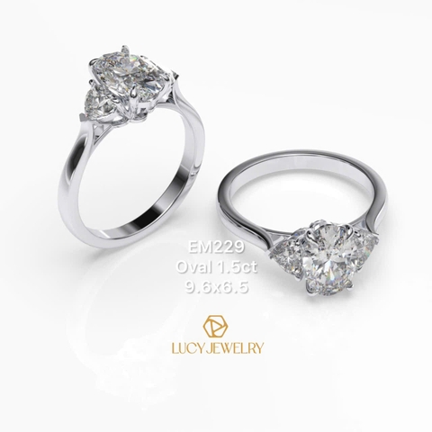 EM229 - Nhẫn cầu hôn, oval cut, 1.5 carat - Lucy Jewelry
