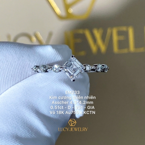 EM233 - Nhẫn cầu hôn, asscher cut, 0.5 carat - Lucy Jewelry