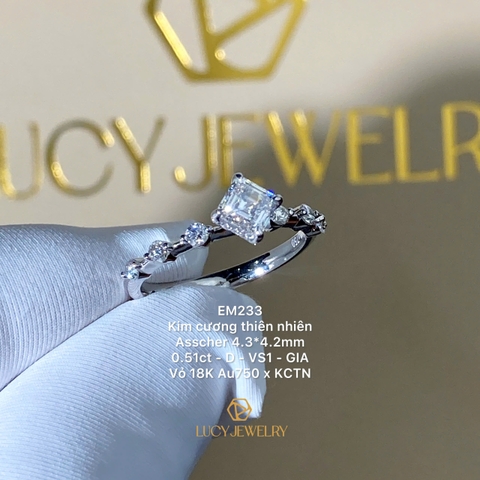 EM233 - Nhẫn cầu hôn, asscher cut, 0.5 carat - Lucy Jewelry