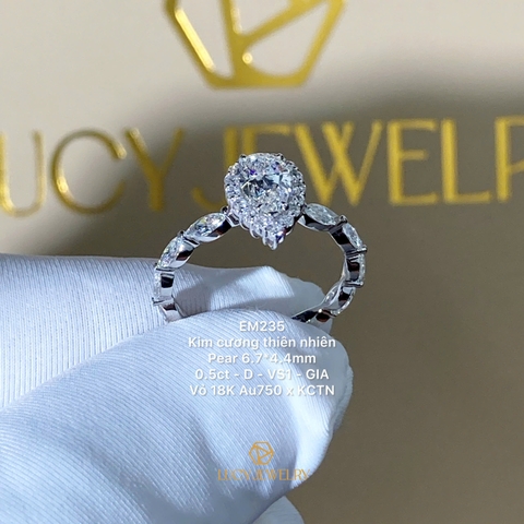 EM235 - Nhẫn cầu hôn, pear cut, 0.5 carat - Lucy Jewelry