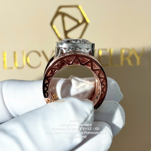 AM024 - Nhẫn nam, cushion cut, 15 carat - Lucy Jewelry