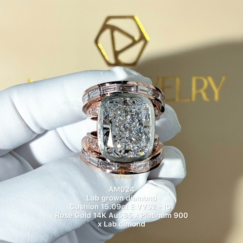 AM024 - Nhẫn nam, cushion cut, 15 carat - Lucy Jewelry
