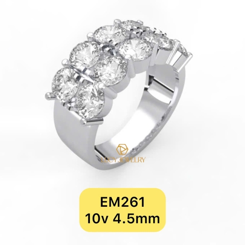 EM261- Nhẫn nữ, nhẫn kết ngang 2 hàng 10 viên 4.5mm - Lucy Jewelry