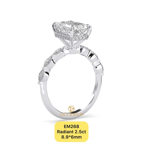 EM268 - Nhẫn cầu hôn, radiant cut, 2.5 carat - Lucy Jewelry