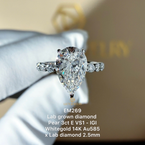EM269 - Nhẫn cầu hôn, pear cut, 3.0 carat - Lucy Jewelry