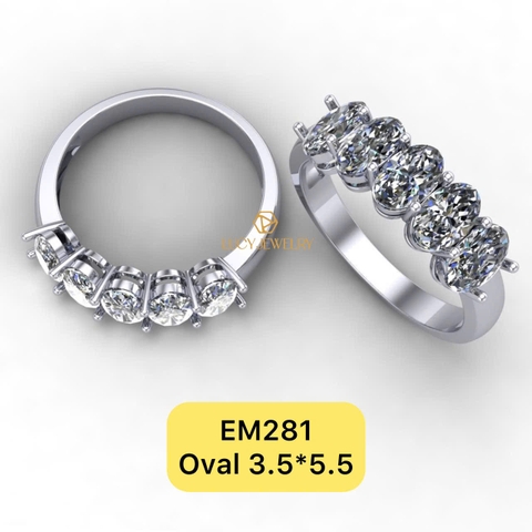 EM281 - Nhẫn kết ngang đá oval, nhẫn vàng nữ, nhẫn thiết kế - Lucy Jewelry
