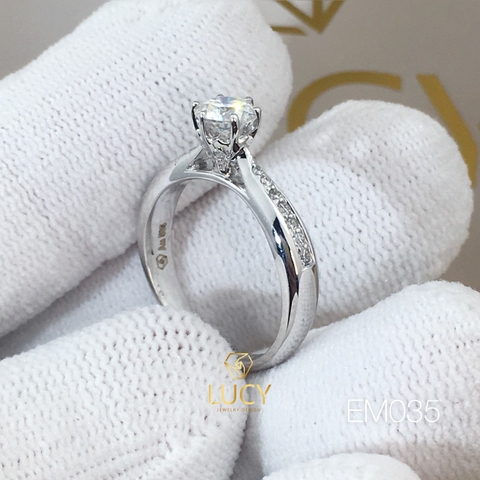 EM035 Nhẫn nữ thiết kế, nhẫn ổ kim cương 5mm, nhẫn cầu hôn, nhẫn đính hôn, nhẫn nữ vàng - Lucy Jewelry