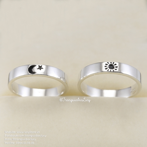 Nhẫn đôi Mặt trăng - Mặt trời bạc Lucy - ND032