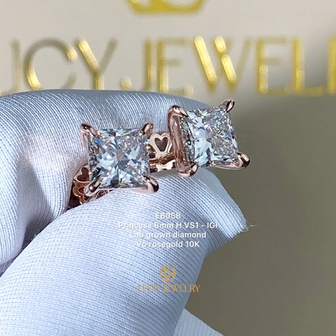 EB058 - Khuyên tai, 6.0mm, princess cut - Lucy Jewelry