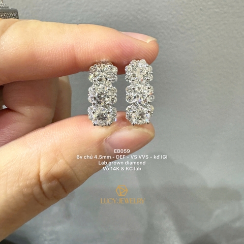 EB059 - Khuyên tai thiết kế, 4.5mm, round cut  - Lucy Jewelry