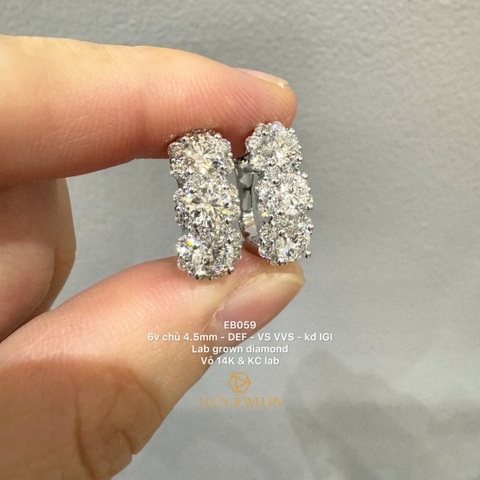EB059 - Khuyên tai thiết kế, 4.5mm, round cut  - Lucy Jewelry