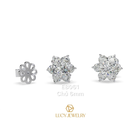 EB061 - Khuyên tai thiết kế, 6.0mm, round cut  - Lucy Jewelry