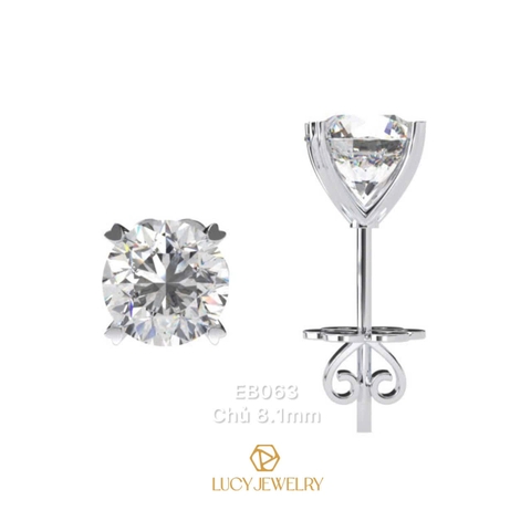 EB063 - Khuyên tai thiết kế, 8.1mm, round cut  - Lucy Jewelry