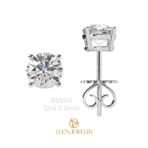 EB064 - Khuyên tai thiết kế, 7.2mm, round cut  - Lucy Jewelry