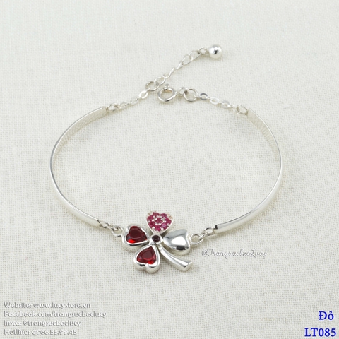 Lắc tay cỏ 4 lá đá đỏ  - LT085_DO