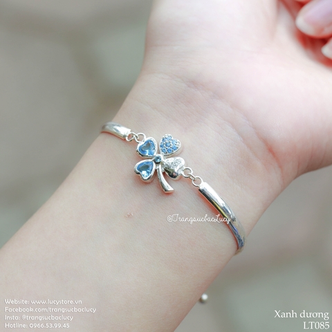 Lắc tay cỏ 4 lá đá xanh dương  - LT085_XANHDUONG