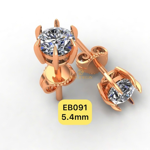 EB091 - Khuyên tai thiết kế, round cut, 5.4mm - Lucy Jewelry