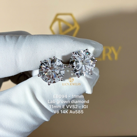 EB094 - Khuyên tai thiết kế, round cut, 11mm - Lucy Jewelry