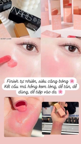 Má hồng kem NARS Afterglow Liquid Blush Secret Love tone hồng đào fullbox 7ml - Pháp