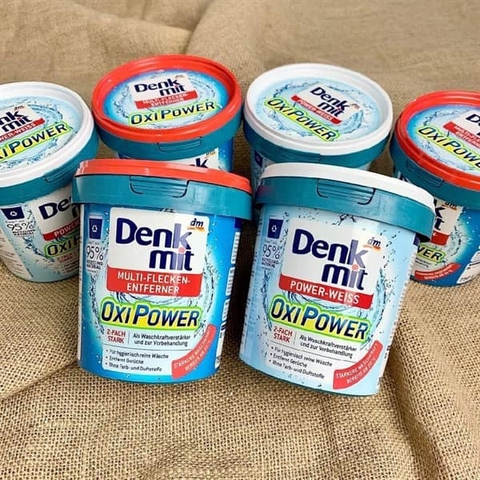 Hộp tẩy vết bẩn quần áo màu Denkmit Oxi Power 750g - Đức