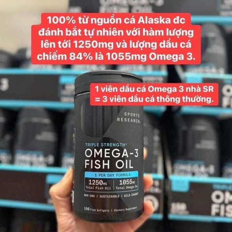 VIÊN UỐNG OMEGA 3 SPORT RESEARCH CÁ ALASKA TỰ NHIÊN NON GMO 150 VIÊN