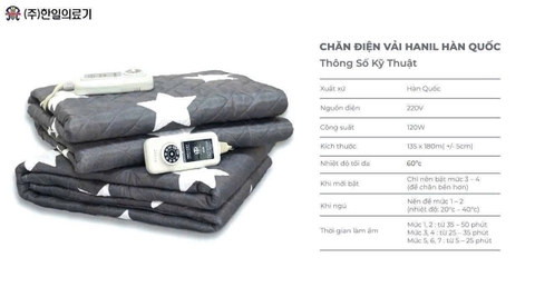 CHĂN VẢI ĐIỆN HANIL- HÀN QUỐC