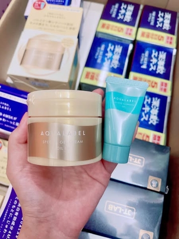 Set kem dưỡng da Shiseido Aqualabel dưỡng ẩm, chống lão hoá (vàng) 90g+ 15g- Nhật