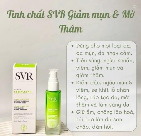 Serum SVR Sebiaclear Serum làm giảm mụn thâm, mờ nám, mềm mịn da 30ml- Pháp