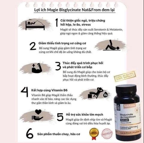 Viên uống bổ sung magie Nat&Form Magnesium Bisglycinate 300mg (90 viên)