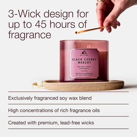 Nến thơm White Barn Black Cherry Merlot 3-Wick Candle – 411g