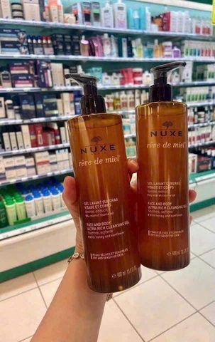 Gel Tắm Và Rửa Mặt Nuxe Chiết Xuất Mật Ong Reve De Miel Face and Body Ultra Rich Cleansing Gel 400ml