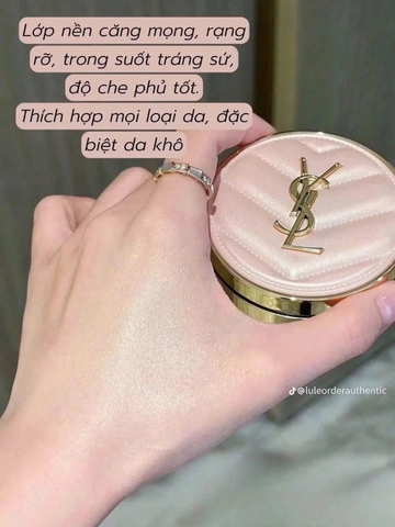 Cushion Yves Saint Laurent YSL Glow Pact Limited Tone B10 Trắng Sáng ( Vỏ Da Hồng) 12g- Pháp