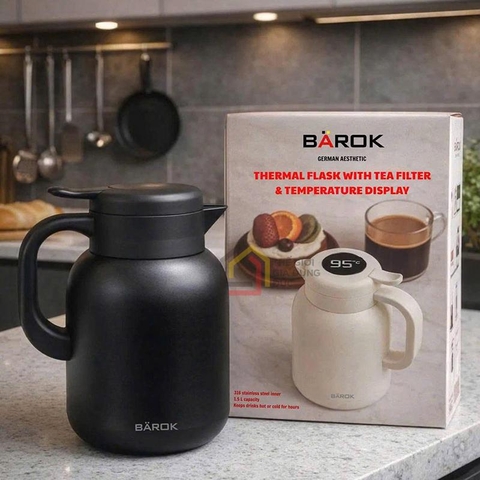 Bình giữ nhiệt kèm lọc trà và màn hình hiển thị nhiệt độ Barok 1,5lit