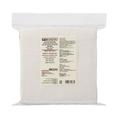 Bông tẩy trang Muji Organic gói 180 miếng - Nhật