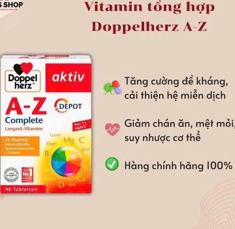 Viên uống bổ sung Vitamin tổng hợp Doppelherz Aktiv A-Z Depot 40v- Đức