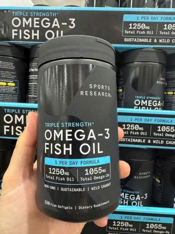VIÊN UỐNG OMEGA 3 SPORT RESEARCH CÁ ALASKA TỰ NHIÊN NON GMO 150 VIÊN