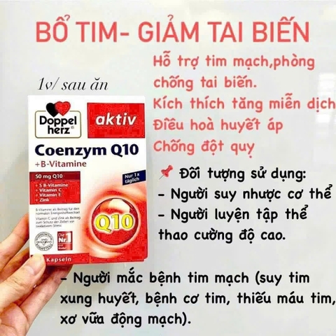 Viên uống Aktiv Doppelherz Coenzym Q10 - Bổ sung CoQ10 và Vitamin B1, B6, B12 hỗ trợ sức khỏe tim mạch, giảm mệt mỏi - 30 viên Date Xa NK