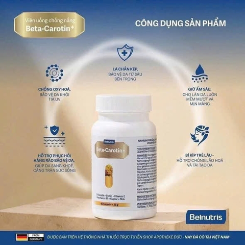 VIÊN UỐNG CHỐNG NẮNG BETA-CAROTIN+ 60VIÊN- ĐỨC