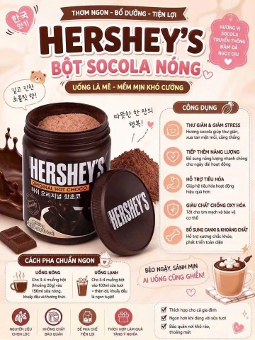 Bột cacao nguyên chất Hershey's Natural Unsweetened Cocoa - 450g (Hàn Quốc)